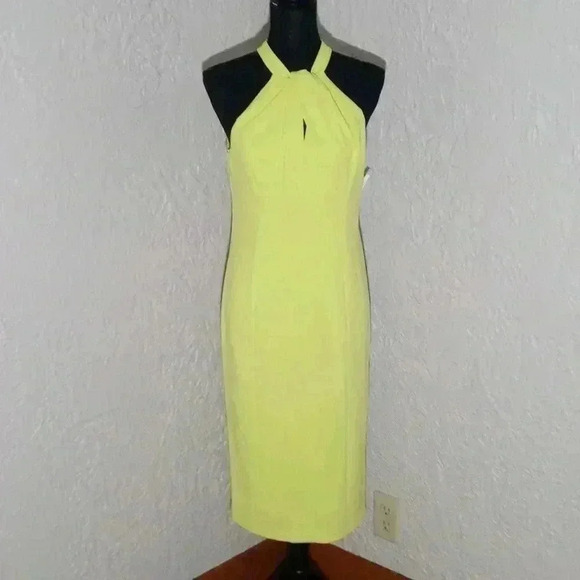 Julia Jordan Twist Halter Neck Sleeveless Stretch Crepe Sheath Midi Dress - Picture 1 of 8